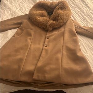 Torrid Tan Teddy Jacket with Faux Fur Collar